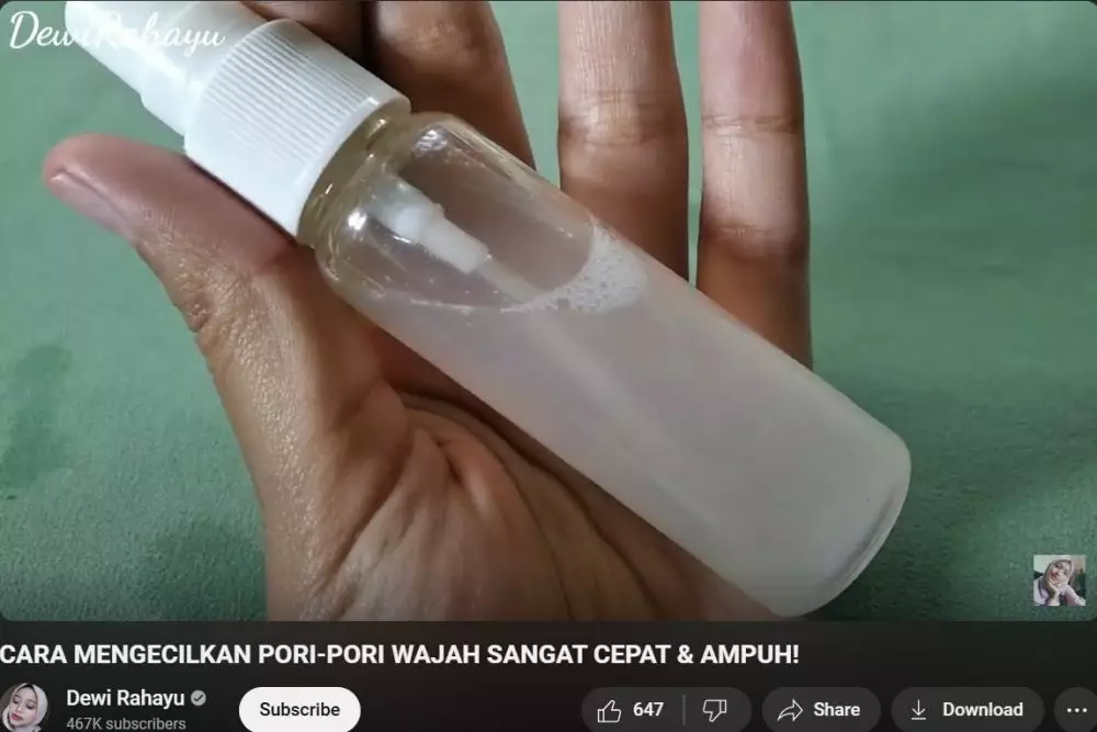 cara mengecilkan pori-pori tanpa es batu © YouTube