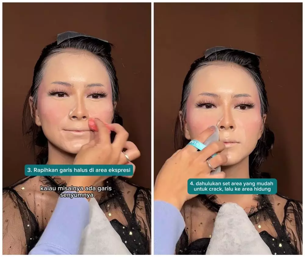 MUA bagikan trik menyamarkan garis halus wajah © TikTok MUA bagikan trik menyamarkan garis halus wajah © TikTok