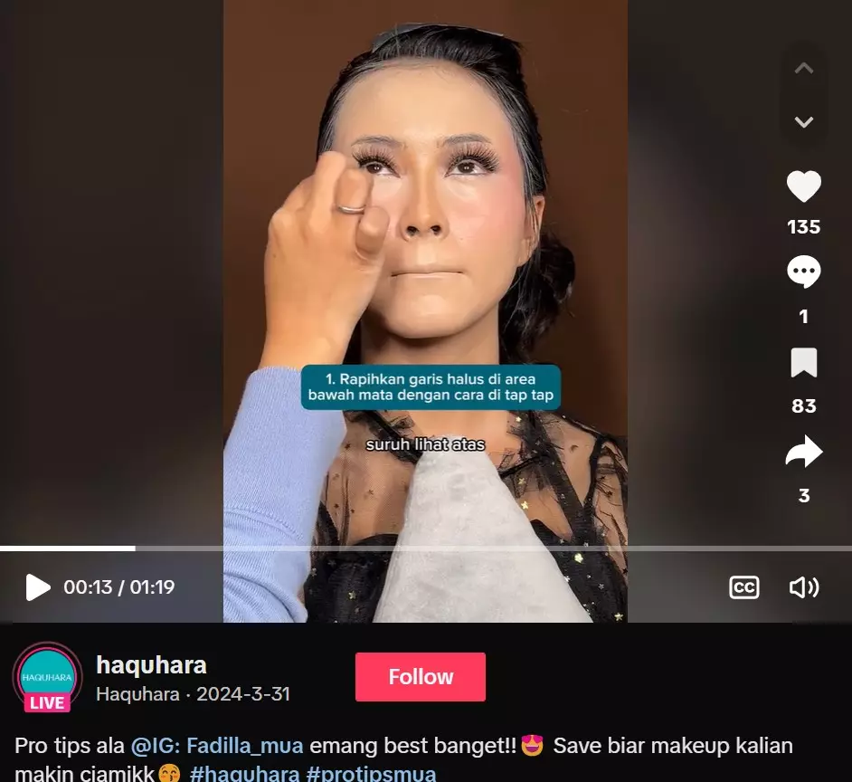 MUA bagikan trik menyamarkan garis halus wajah © TikTok MUA bagikan trik menyamarkan garis halus wajah © TikTok