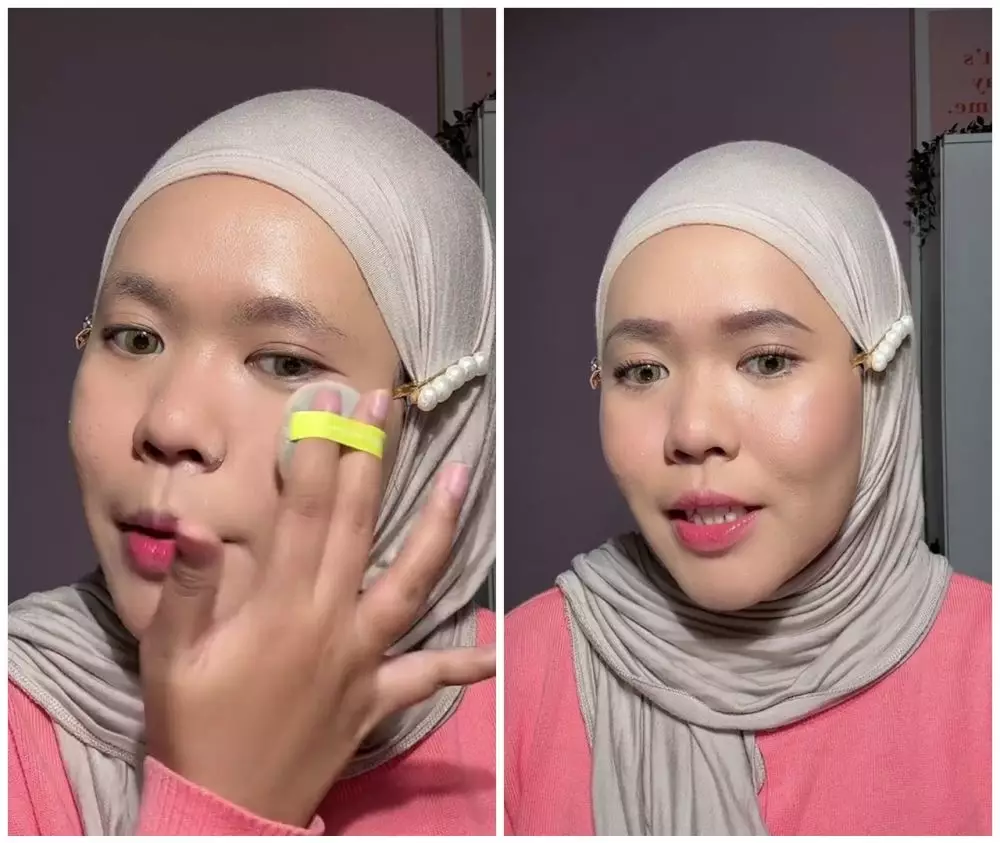 trik pakai foundation pada pori-pori besar © TikTok