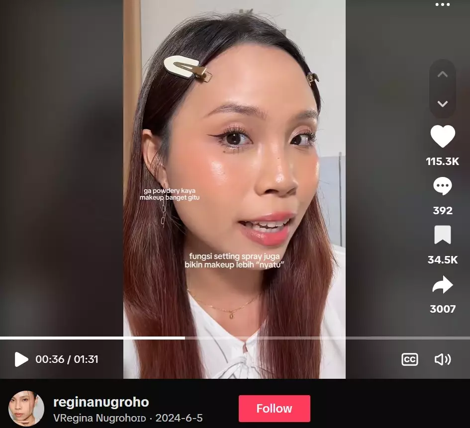 trik aplikasikan setting spray © TikTok