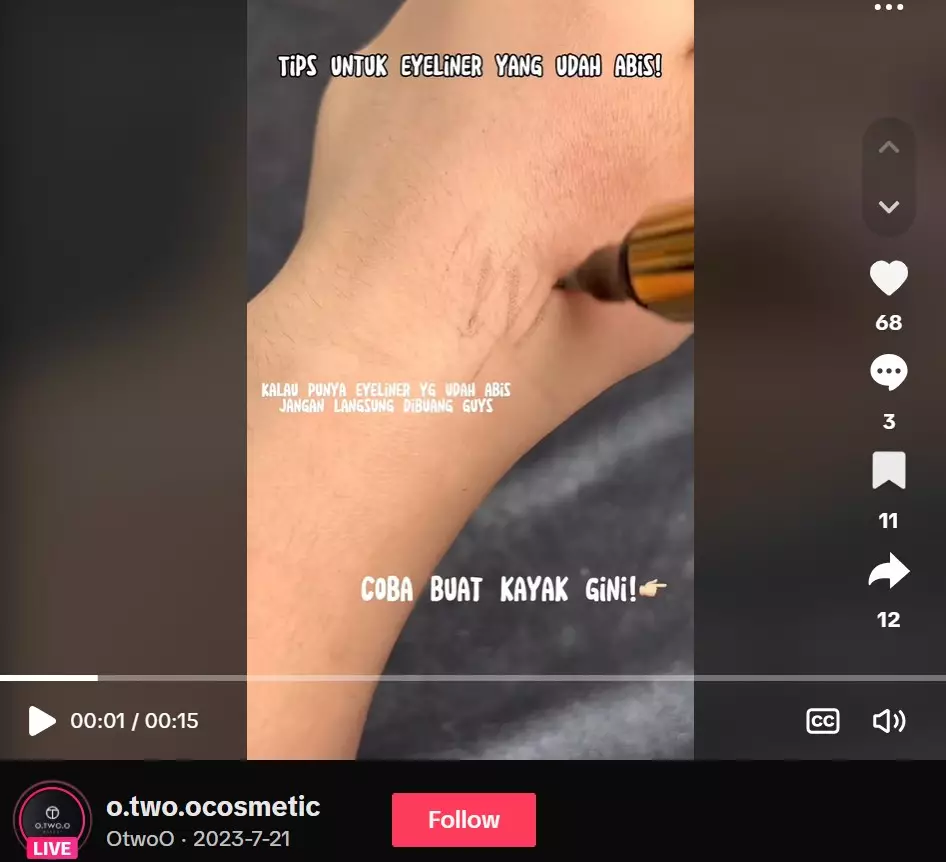 Eyeliner habis jangan dibuang © TikTok Eyeliner habis jangan dibuang © TikTok