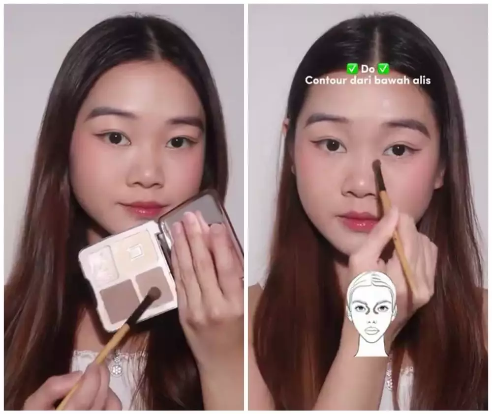 trik bikin kontur pada hidung lebar © Instagram trik bikin kontur pada hidung lebar © Instagram