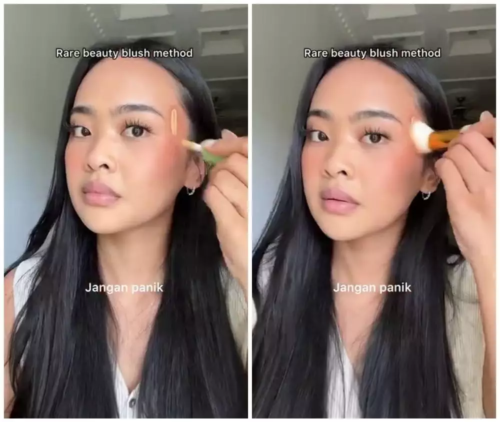 Trik mengatasi blush on terlalu tebal © Instagram