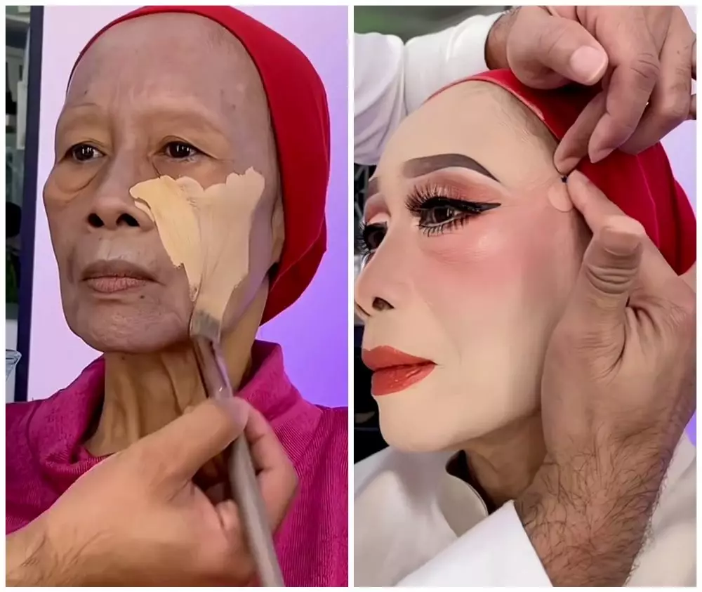 Transformasi makeup nenek-nenek 65 tahun © TikTok