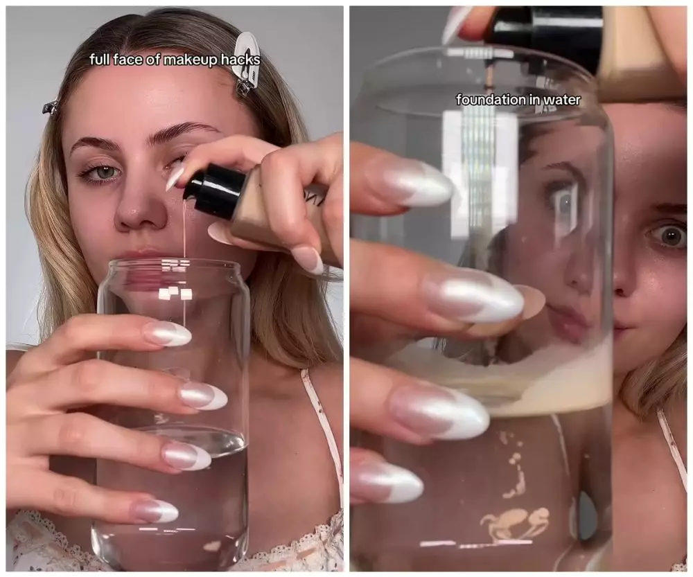 trik campur foundation dengan air © YouTube