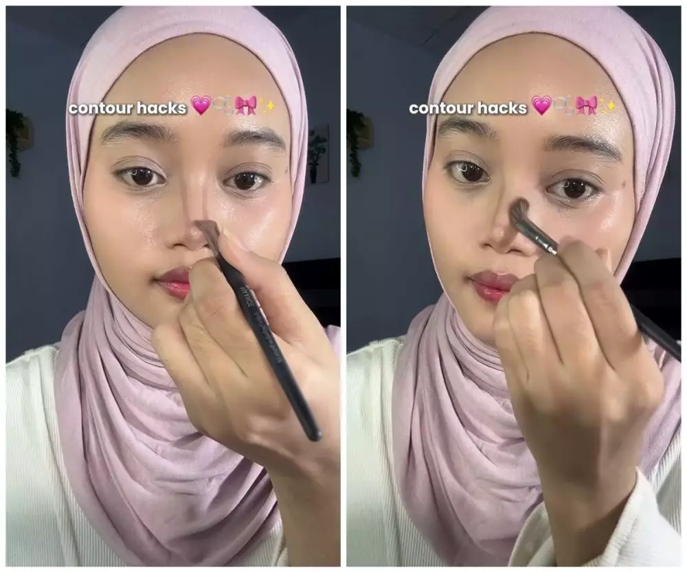 trik bikin garis hidung untuk contour © Instagram