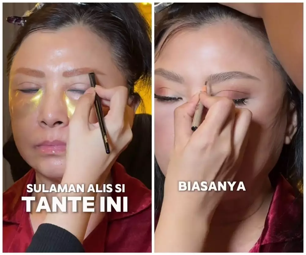 wanita dengan sulam eyeliner dan alis gelap © TikTok wanita dengan sulam eyeliner dan alis gelap © TikTok