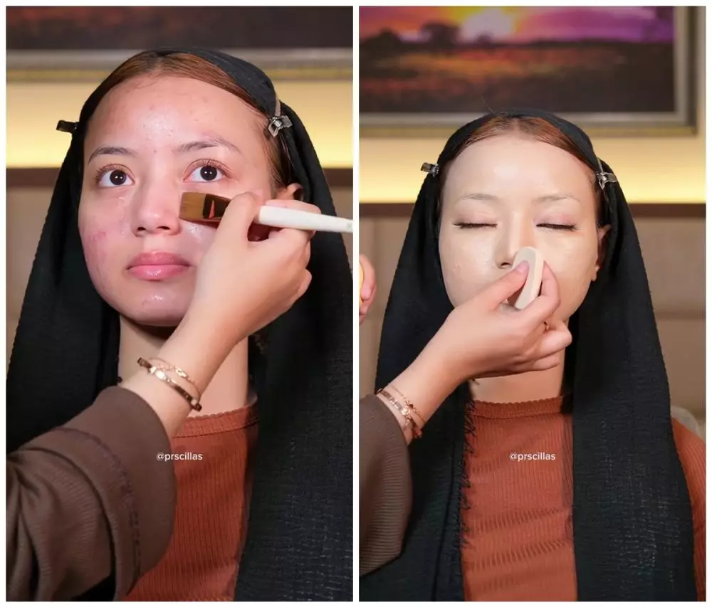 makeup wanita punya jerawat aktif © TikTok