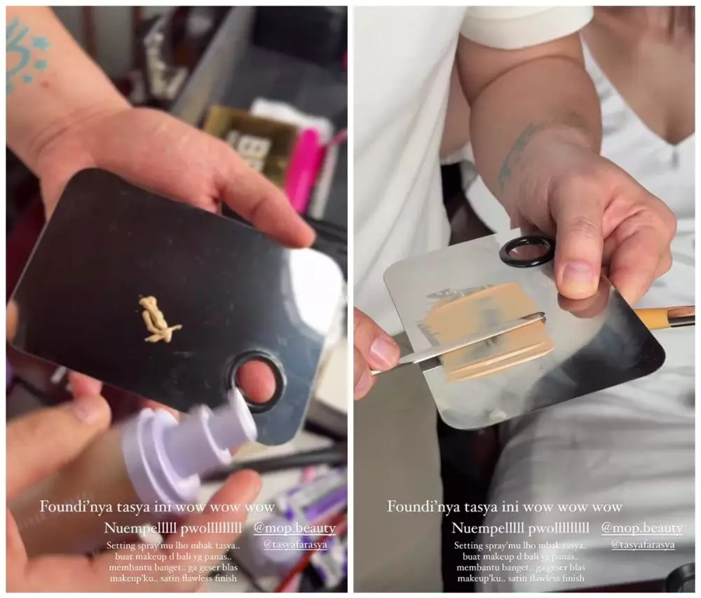 cara MUA Luna Maya bikin foundation antilongsor © Instagram 