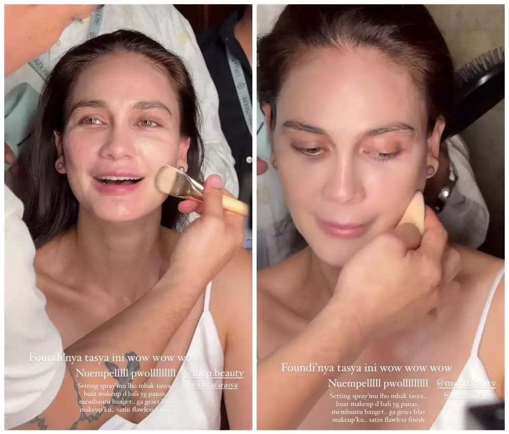 cara MUA Luna Maya bikin foundation antilongsor © Instagram 