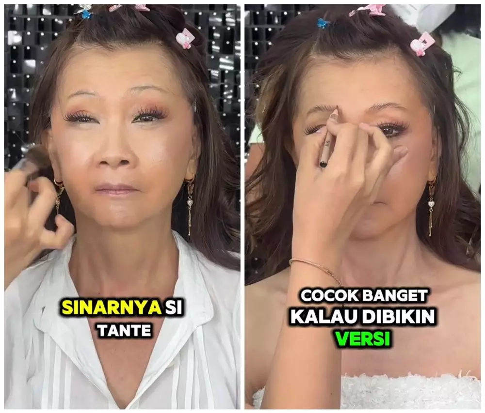 transformasi emak-emak dirias douyin makeup © TikTok transformasi emak-emak dirias douyin makeup © TikTok